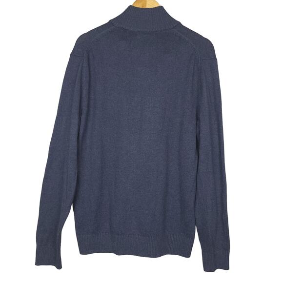 Banana Republic Men's Wool Pullover Sweater Sz Large 1/4 Button Ribbed Mock Neck - Picture 5 of 9